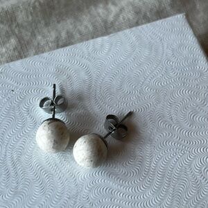 Handmade marble stone stud earrings